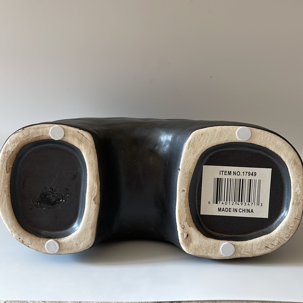 Unique Triple Handle Arch Ceramic Planter Vase, Black - Picture 10 of 10